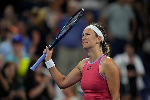 US Open 2024: Victoria Azarenka, of Belarus, reacts against Clara Burel, of France